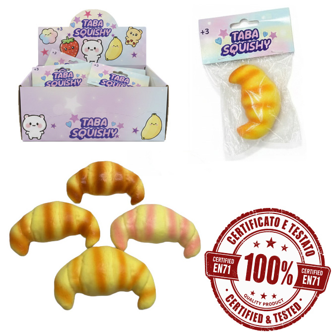 SQUISHY TABA (Cornetti) 9cm TPR (Slow Rising) In busta di Polipropilene Orientato (15x12cm) – In display da 24pz 4ass…x24…x288